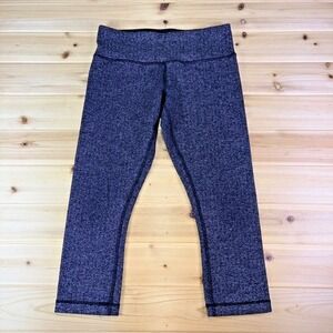 Lululemon Leggings Womens 6 Black & White Herringbone Wunder Under Crop Leggings